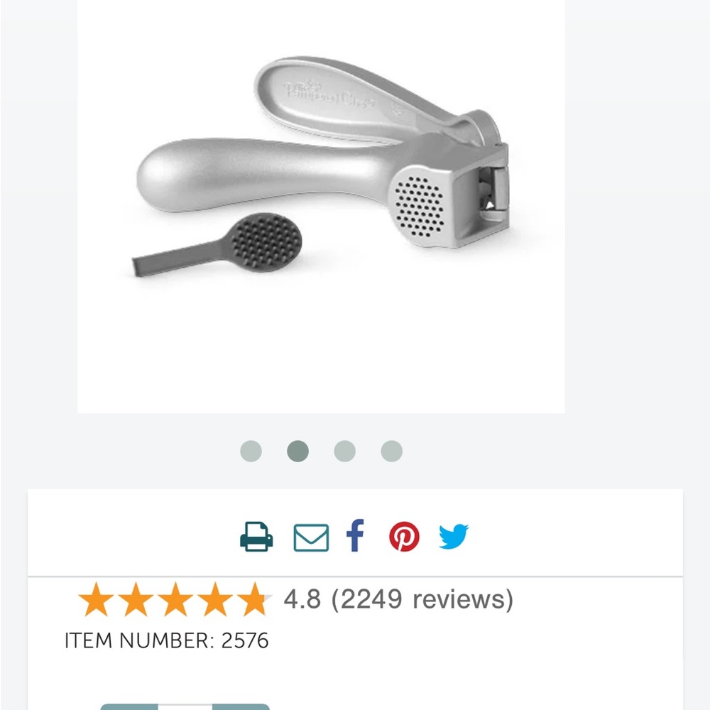 Pampered Chef Silver Garlic Press with Tool